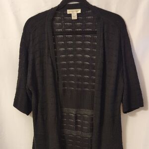 Christopher & Banks Black Open-Front Short-Sleeve Cardigan